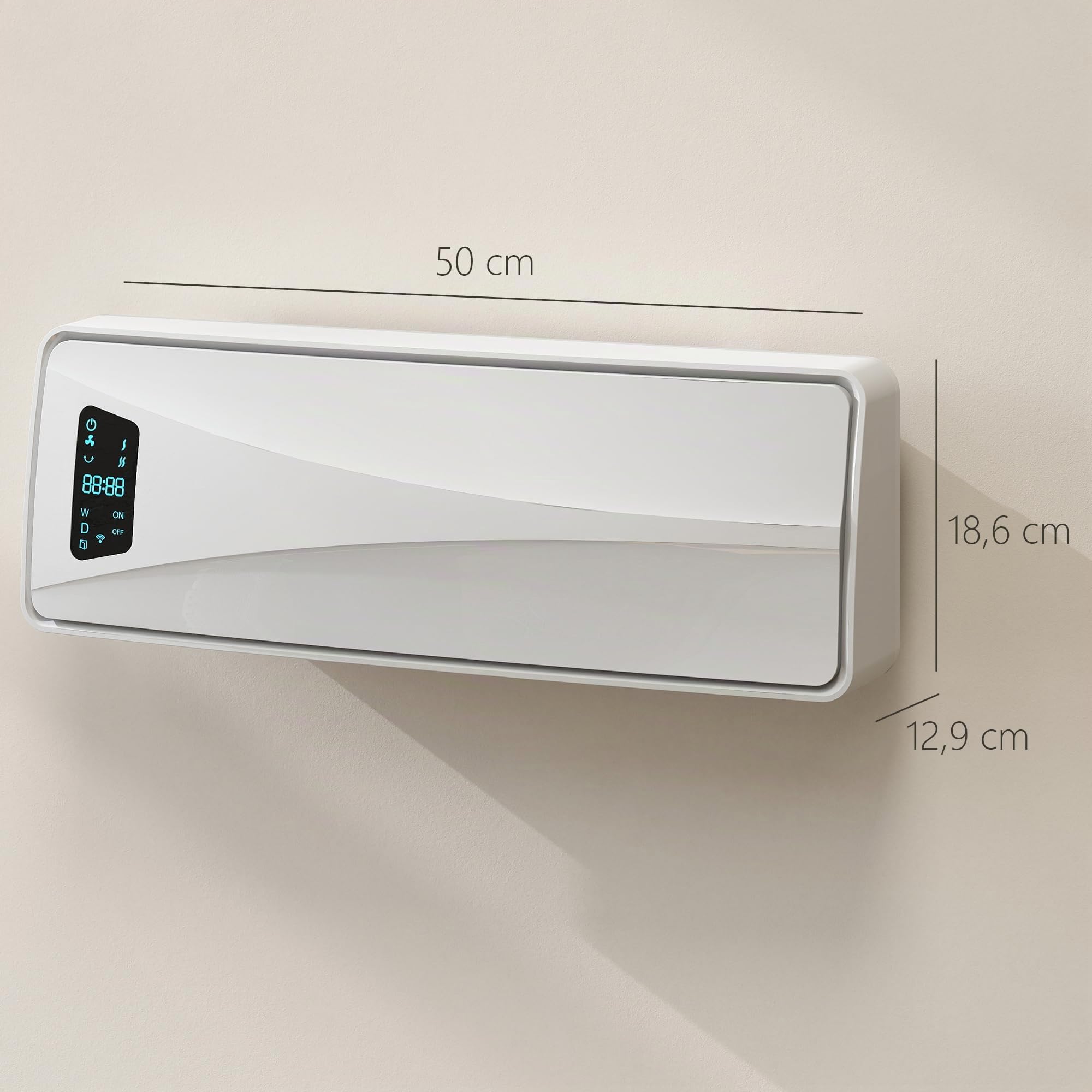 HOMCOM Calefactor Eléctrico Cerámico de Pared 2000W con 3 Modos