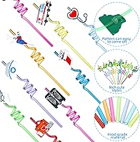 Vista 3 de Eaasty 24 pajitas de plástico reutilizables para enfermeras, para enfermeras, médicos, para matronas, farmacéuticos, para la semana de Huc