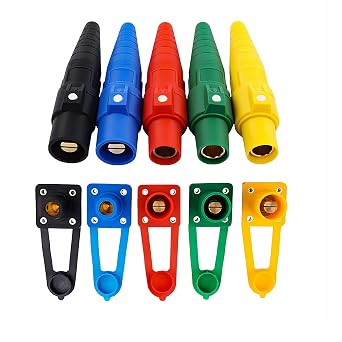 5-pin 200A for Camlock CLS40 Power Connectors, 5 Colors Male Plug and 5 Female Socket Input Connector Set Stage Entertainment/Industrial for Power Distribution Cabinet Box Power Source 200A