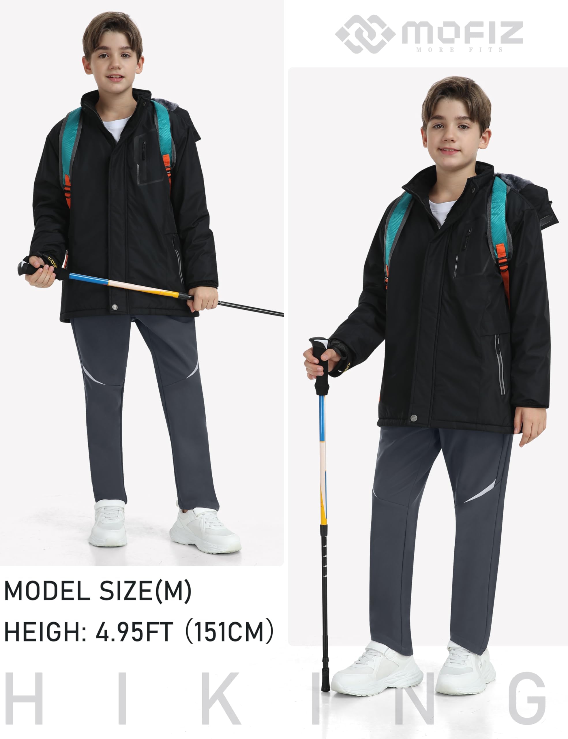 Pantaloni Trekking Bambino Softshell Neve Sci Ragazzo Invernali Escursionismo Grigio-C 110-122
