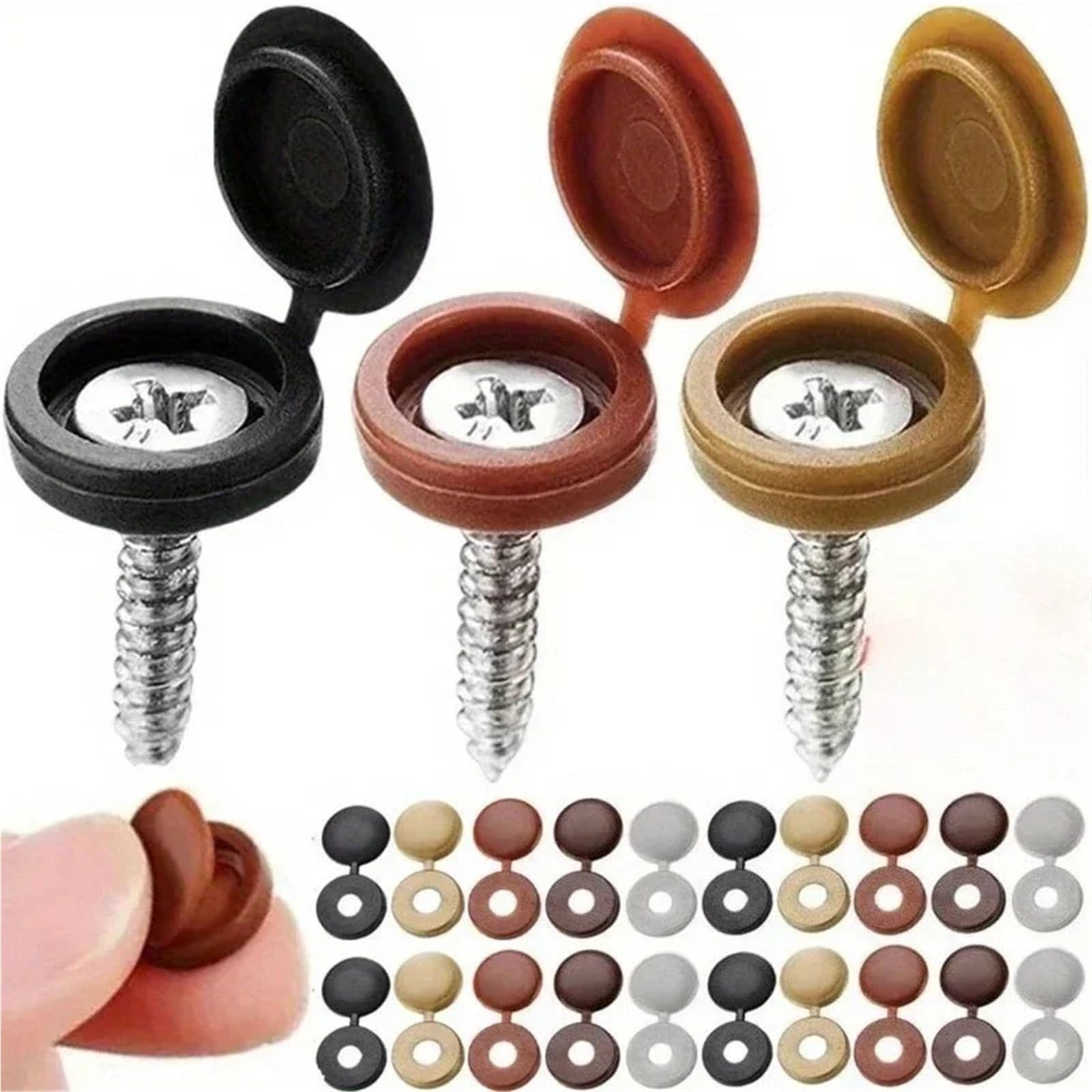 Zaślepki na śruby na zawiasach 500 szt. Do mebli samochodowych Klamry składane z krzyżowymi gwoździami | Dark Brown