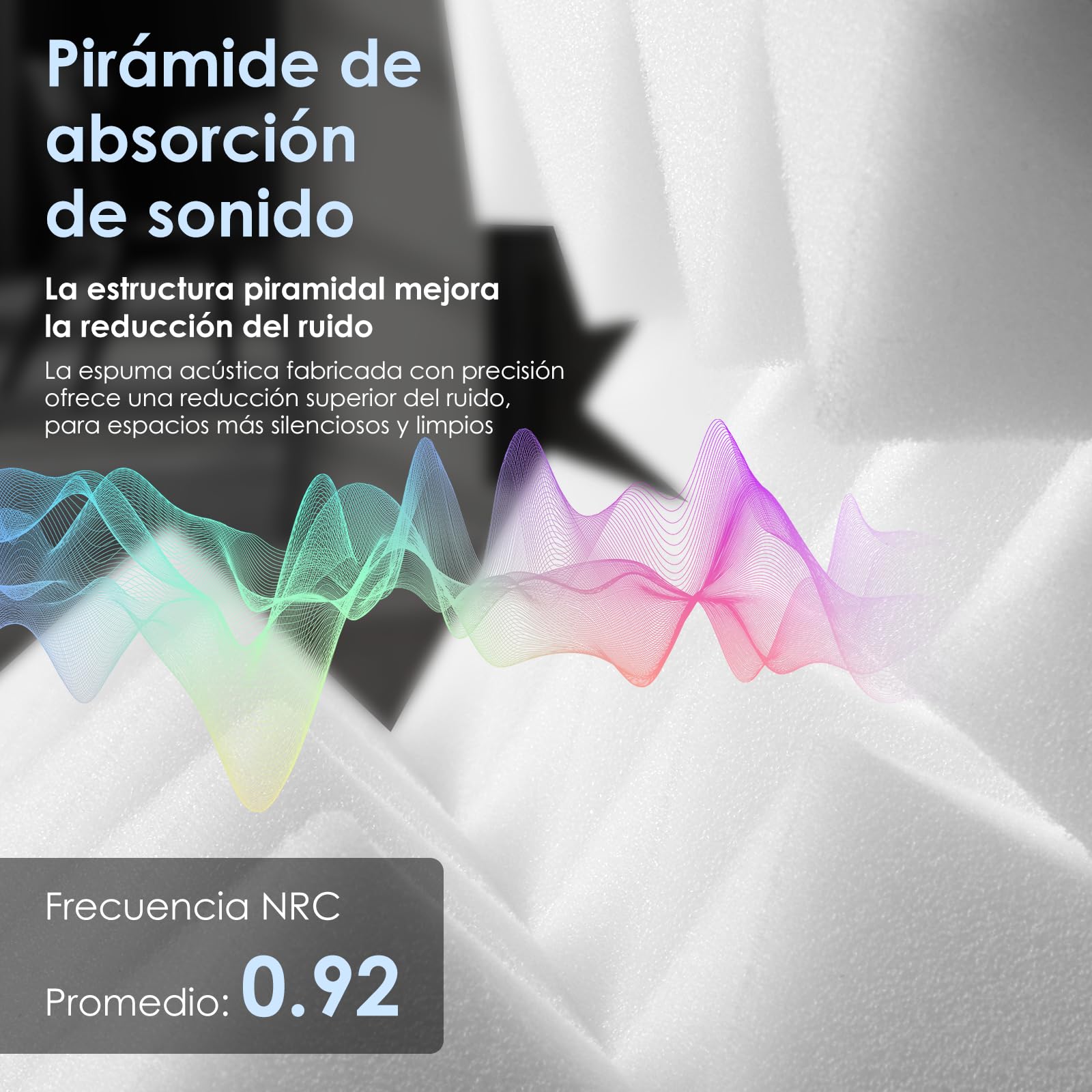 Acoustic Foam Panels 24 Pack Pyramid Sound Absorbing Foam Tiles 25x25x5cm, High Density Studio Acoustic Panels for Echo Reduction, Recording, Gaming, Home Office Wall Treatment , Pearl White - 4