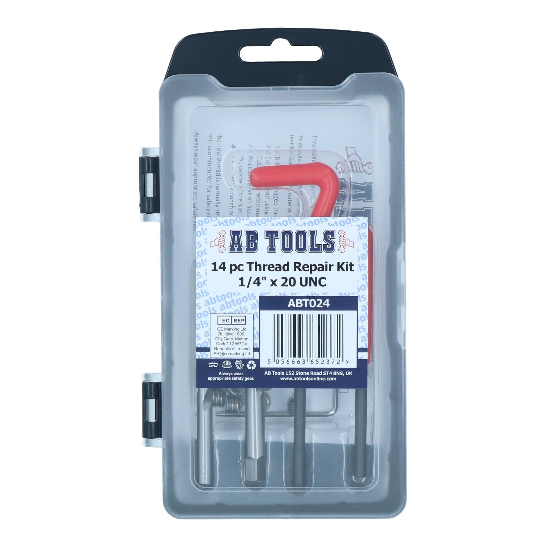 AB Tools 1/4" x 20 UNC Kit de réparation de filetage hélice pour filetages endommagés, ensemble de 14 pièces