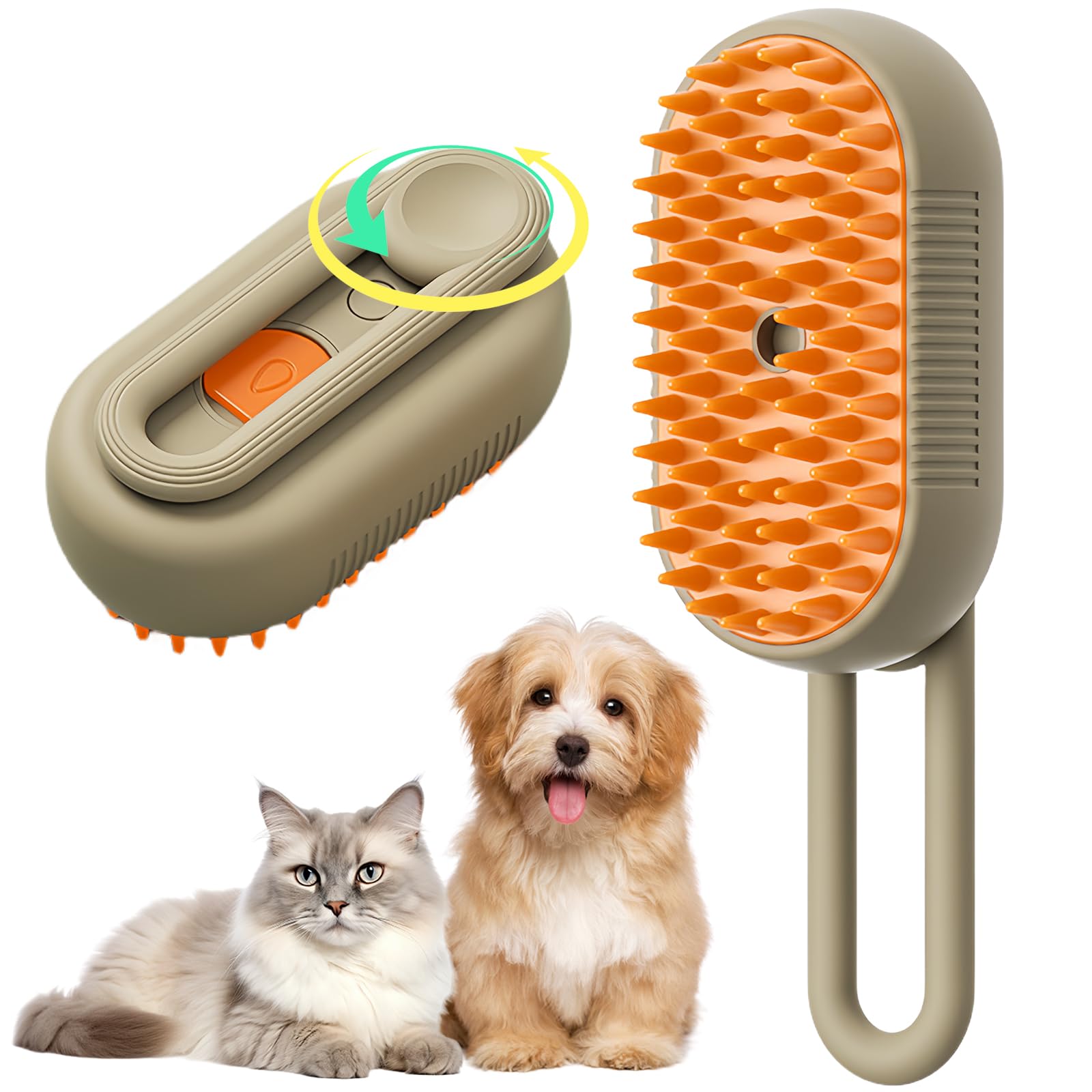 Sporgo Cepillo de vapor para gatos 3 en 1: cepillo Steamy para gatos con depósito de agua, 84 dientes de peine de masaje, cepillo de vapor para gatos y mascotas, cepillo para eliminar el pelo de