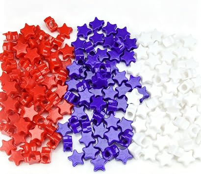 1200pcs Red White and Blue Pony Beads,4th of July Beads Patriotic Star Shaped Beads American Bead Memorial Day Bead DIY Jewelry Making Crafts Red Blue White