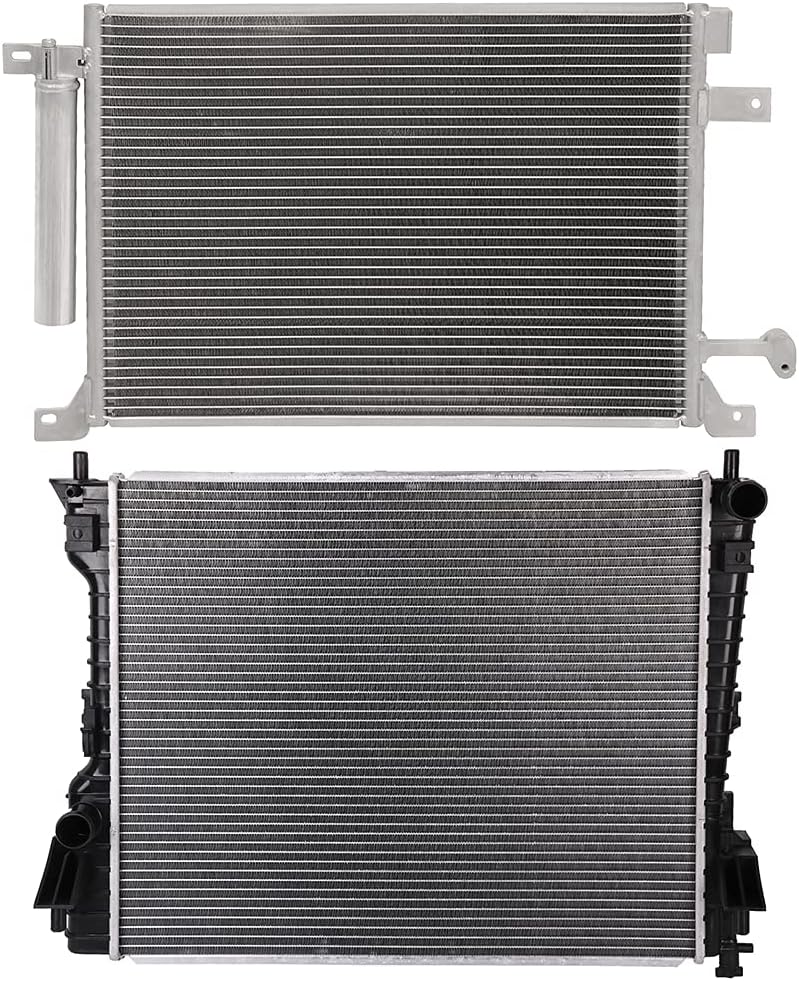 Replacement Radiator and AC A/C Condenser Compatible for 2010-2014 for Ford for Mustang