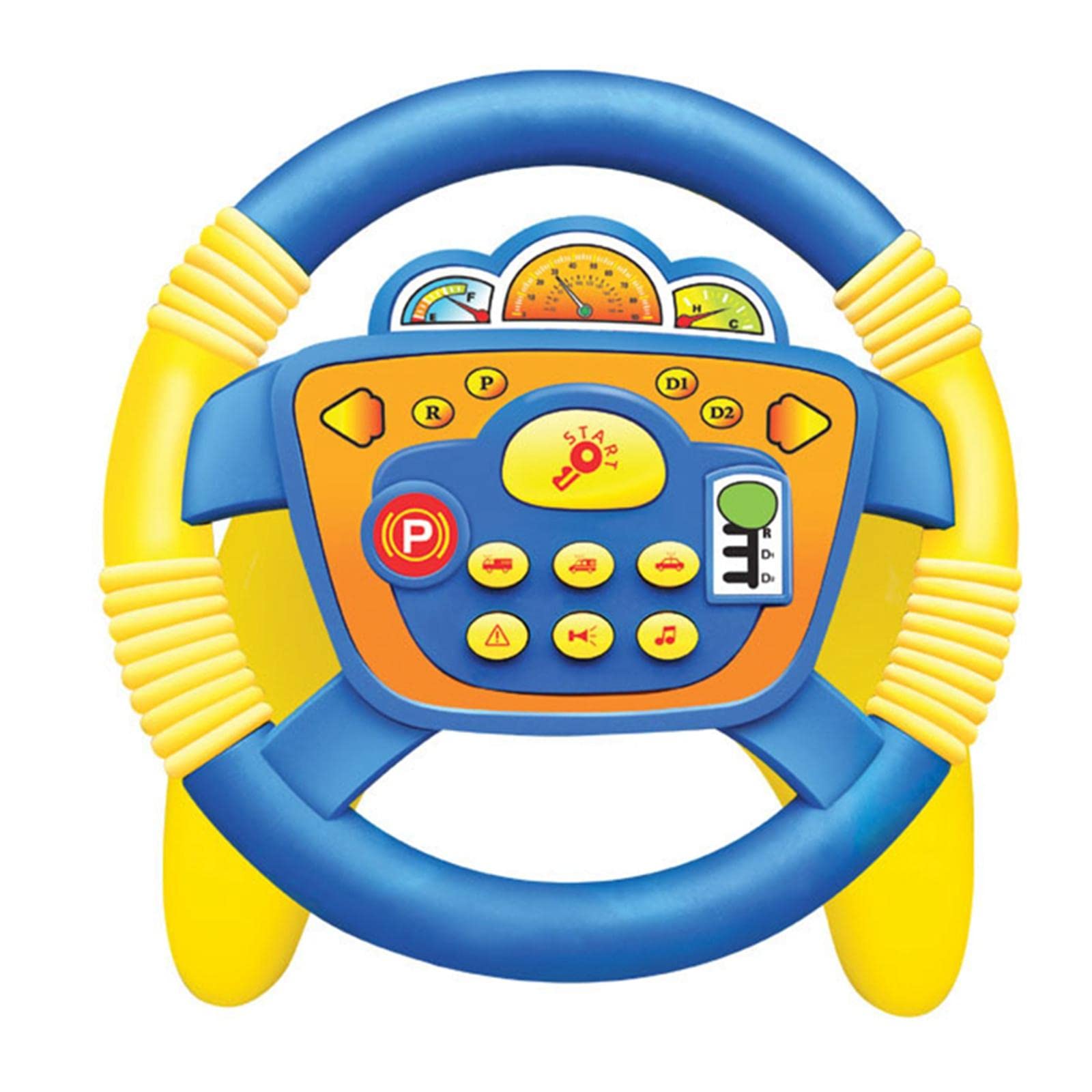 Volante de Juguete Infantil Volante Interactivo Educativo con Tablero Y Funciones de Vehículo Música Dinámica Y Plástico Ventosa Y Base Estable,