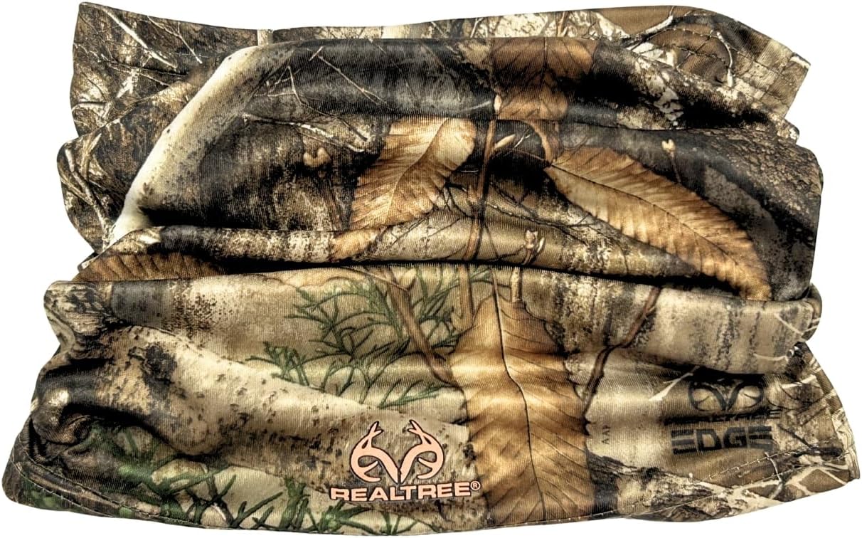 Bell Rangers Realtree Neck Gaiter – UPF 30+ UV Face Shield for Hunting, Moisture Wicking Camo Balaclava 100% Polyester (Realtree EDGE)
