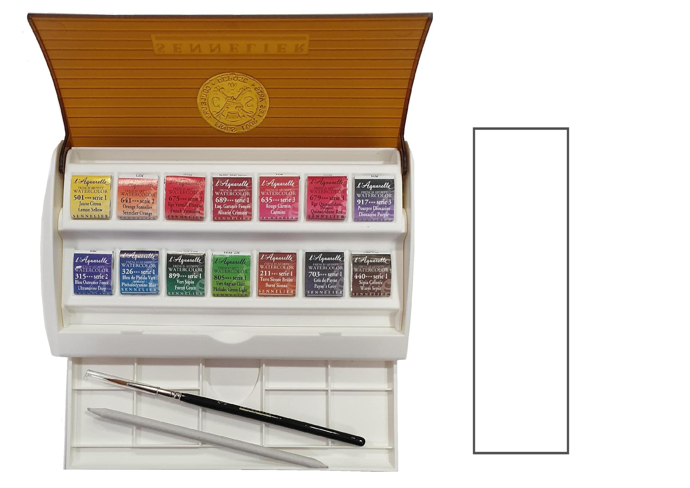 Sennelier Boîte de Peinture Aquarelle Extra-Fines,14 Demi-Godets,Made in France
