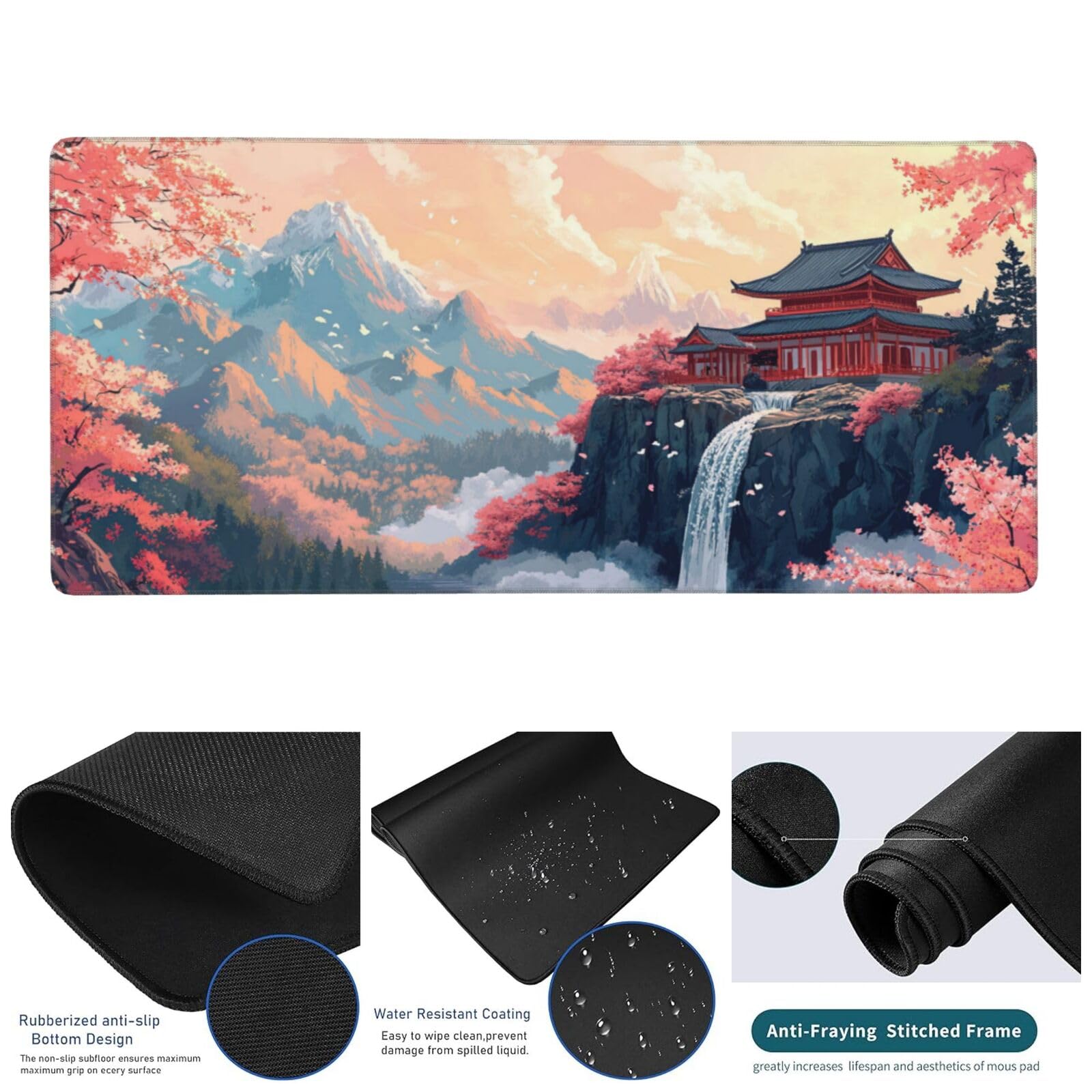 Gamingowa podkładka pod mysz, Japonia, XXL, 1000 x 400 x 3 mm, podkładka pod mysz dla graczy, z zabezpieczeniem krawędzi, wodoodporna, akcesoria gamingowe, poprawia precyzję i prędkość, z819