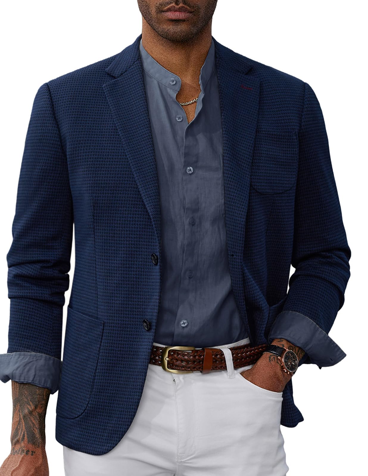 PJ PAUL JONES Mens Casual Blazer Buttons Notch Lapel Business Suit Sport Coat