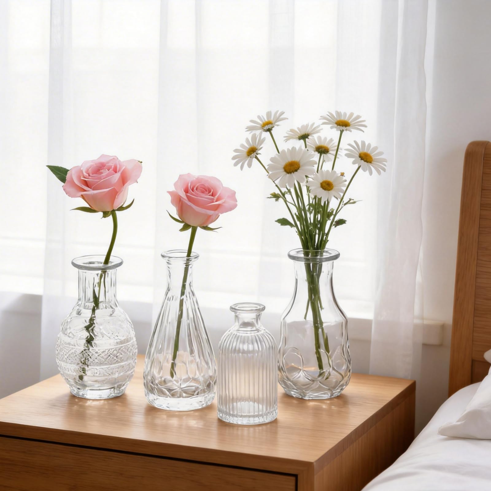 Juego de 22 jarrones pequeños de cristal transparente para decoración de mesa, bodas, hogar y fiestas