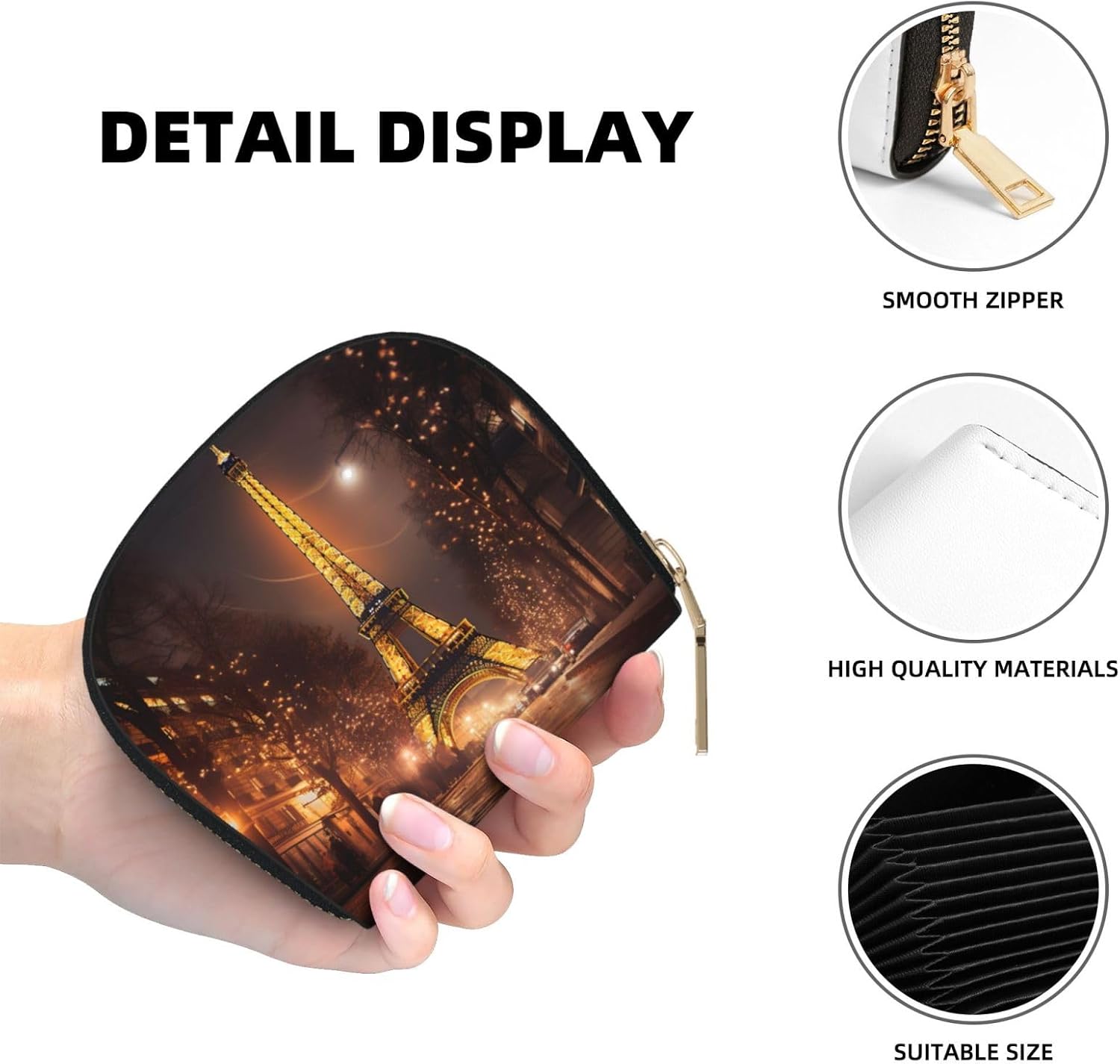 Eiffel Tower print Wallet Credit Cards Holder Business Card Case for Men Women Compact Size for Adults
