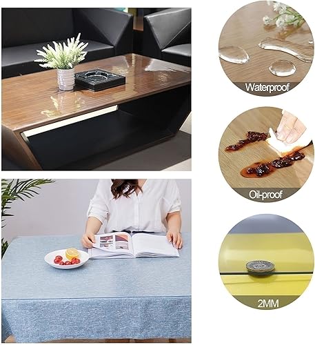 Miniatura 3 de Protector de mesa para cocina, comedor, cubierta de muebles de madera, cubierta de plástico transparente, lavable, fácil de limpiar, almohadilla