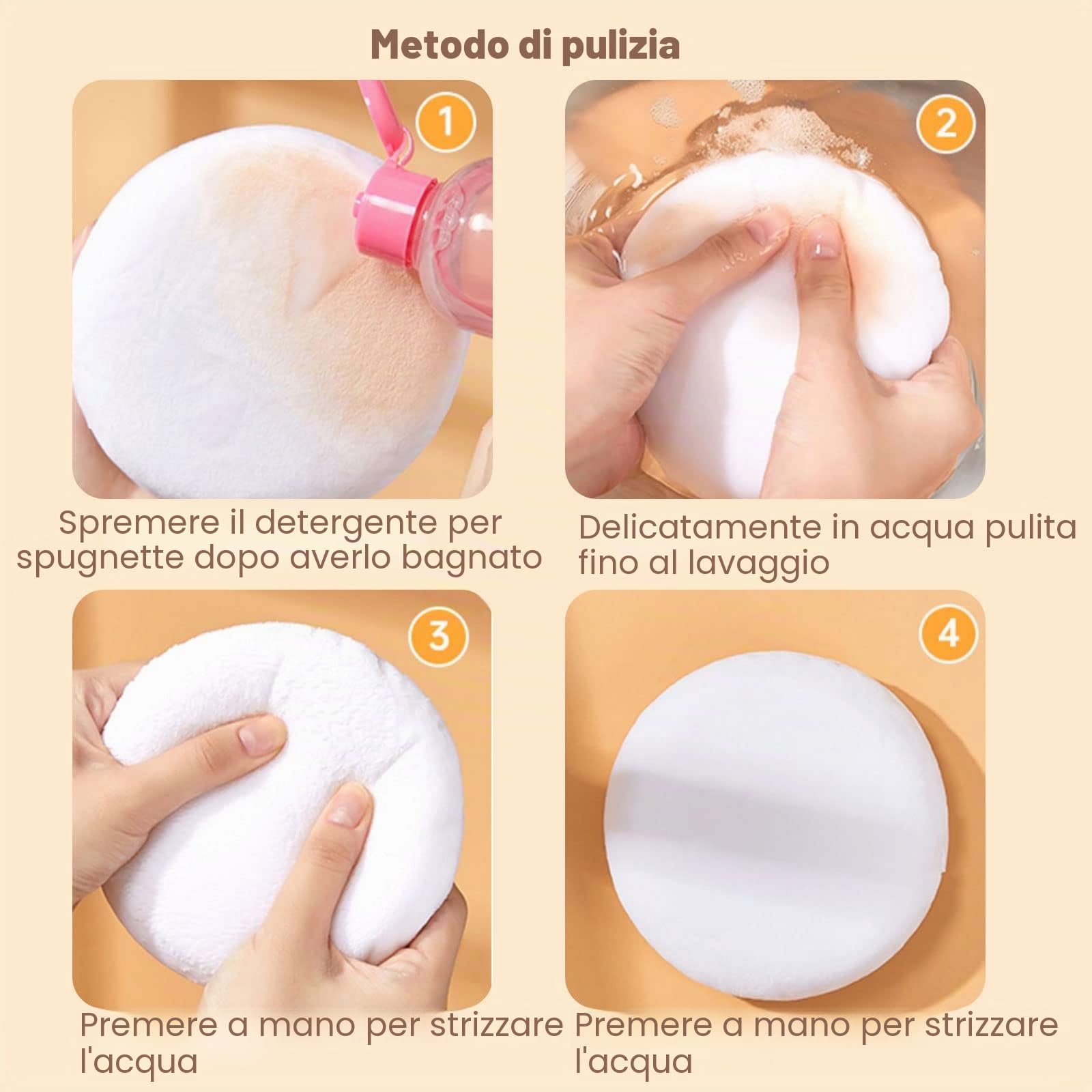 TSHAOUN 4 Pezzi Soffio di Polvere Rotondo,10.5 cm Soffietti in polvere soffici e soffici per il corpo, con nastro,per Cipria Fondotinta Polvere Cosmetica e Fard,per Viso Corpo(4 Pcs)