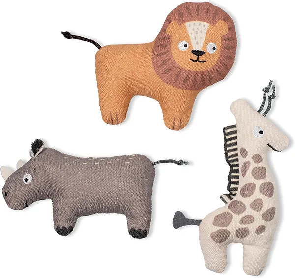 Fringe Studio "Feeling Wild, Durable Cotton Canvas Small Plush Dog Toy 3PCS Set, PetShop Collection (521022)