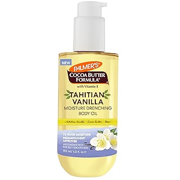 Palmers Cocoa Butter Formula Body Oil, Moisture Drenching Tahitian Vanilla, 6.5 Oz, 72Hr Hydration with Shea Butter & Vitamin E for Softer Skin, Protects & Soothes Dryness, Dermatologist Approved