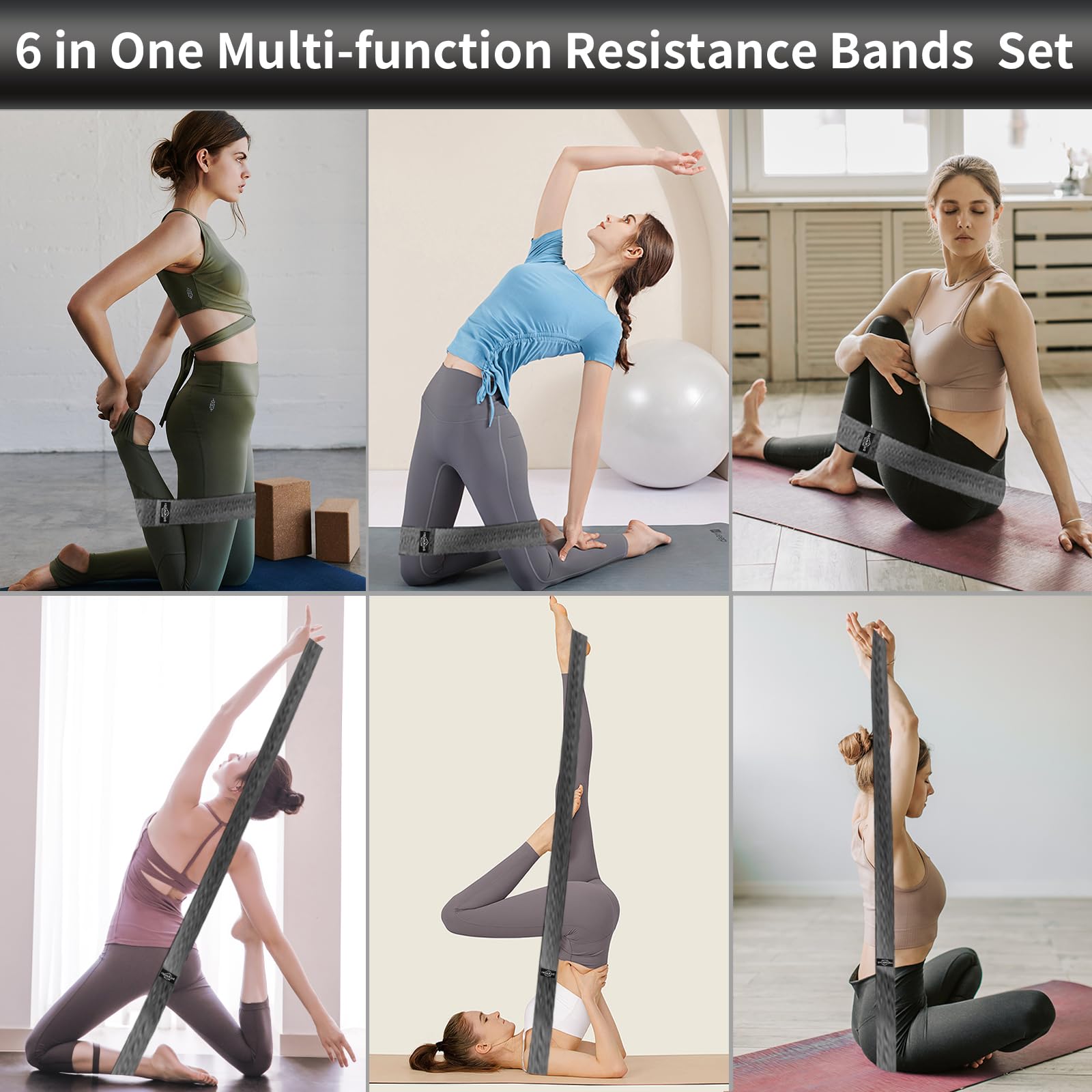 Fabric Resistance Bands for Working Out, 6Pack Non-Slip Exercise Bands for Women and Men, Fabric Booty Bands for Home, Fitness, Pilates, Stretching