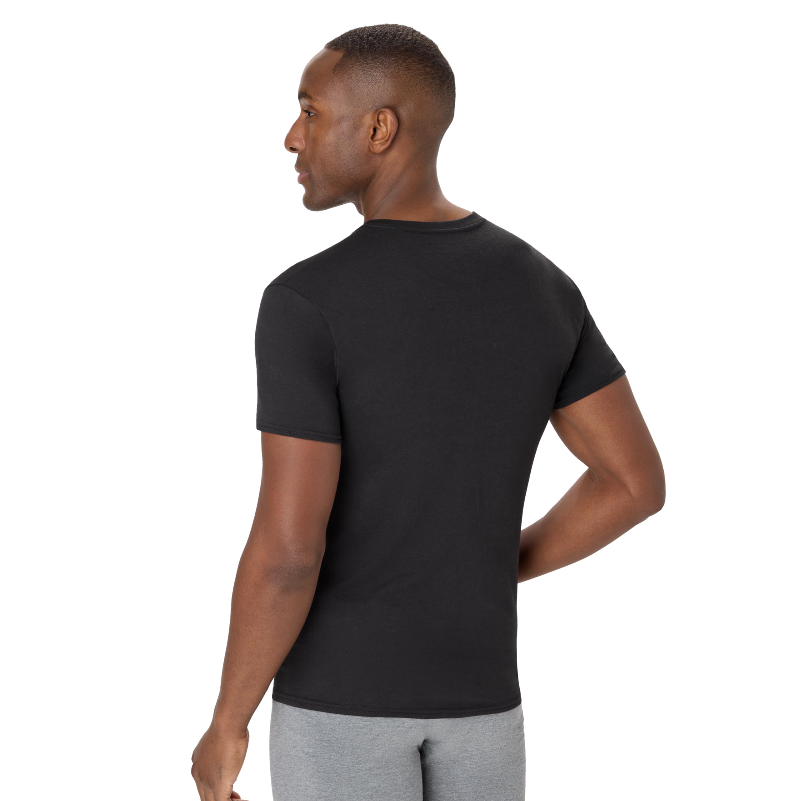 Hanes Comfortblend - Camiseta Interior para Hombre, Paquete de 4, Camisetas Comfortblend Que absorben la Humedad para Hombre, Camiseta de Cuello Redondo, Ajuste Entallado, Negro, Medium