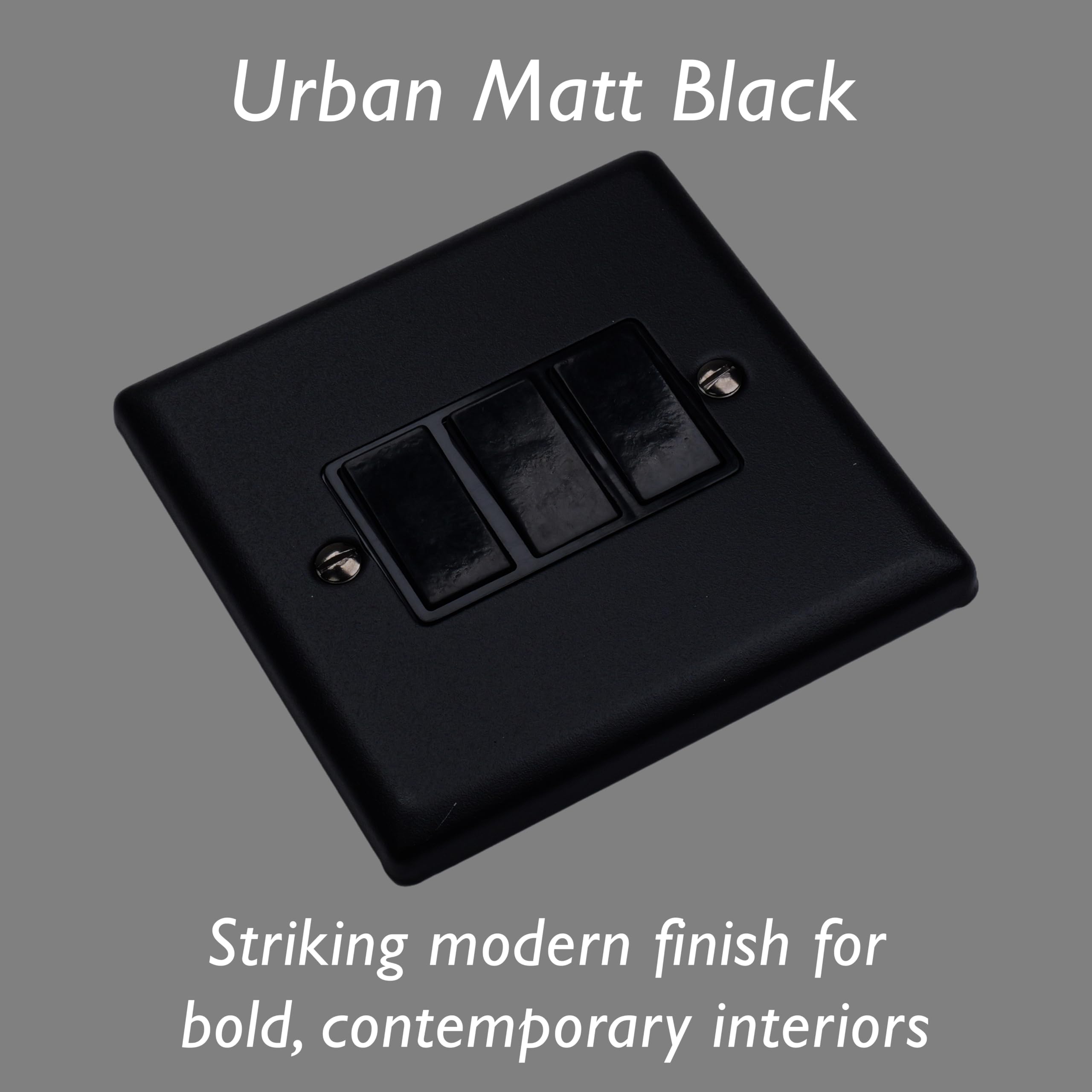 Varilight Triple Rocker Light Switch 2-Way - Urban Matt Black With Black Rockers, XY3B.MB, 91x91x25mm - Image 3