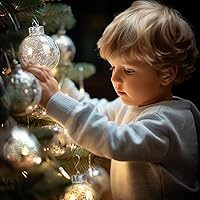 Vista 4 de AMS Adornos de bolas de Navidad transparentes de 24ct, 2.36''/60mm Bolas colgantes de Navidad inastillables, juego de esferas para árbol de Navidad