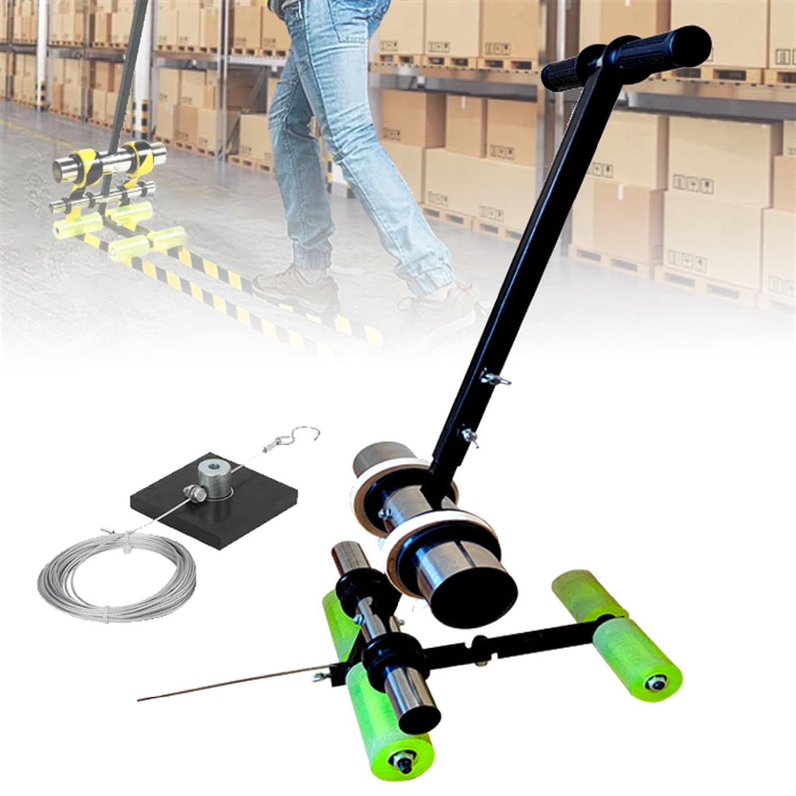 asdchZen Playing Field Line Striping Machines, Basketball Court Marking Kit + Drawing Circle Kit, Widened Floor Tape Applicator For Road Warning/Warehouse/Parking Lot