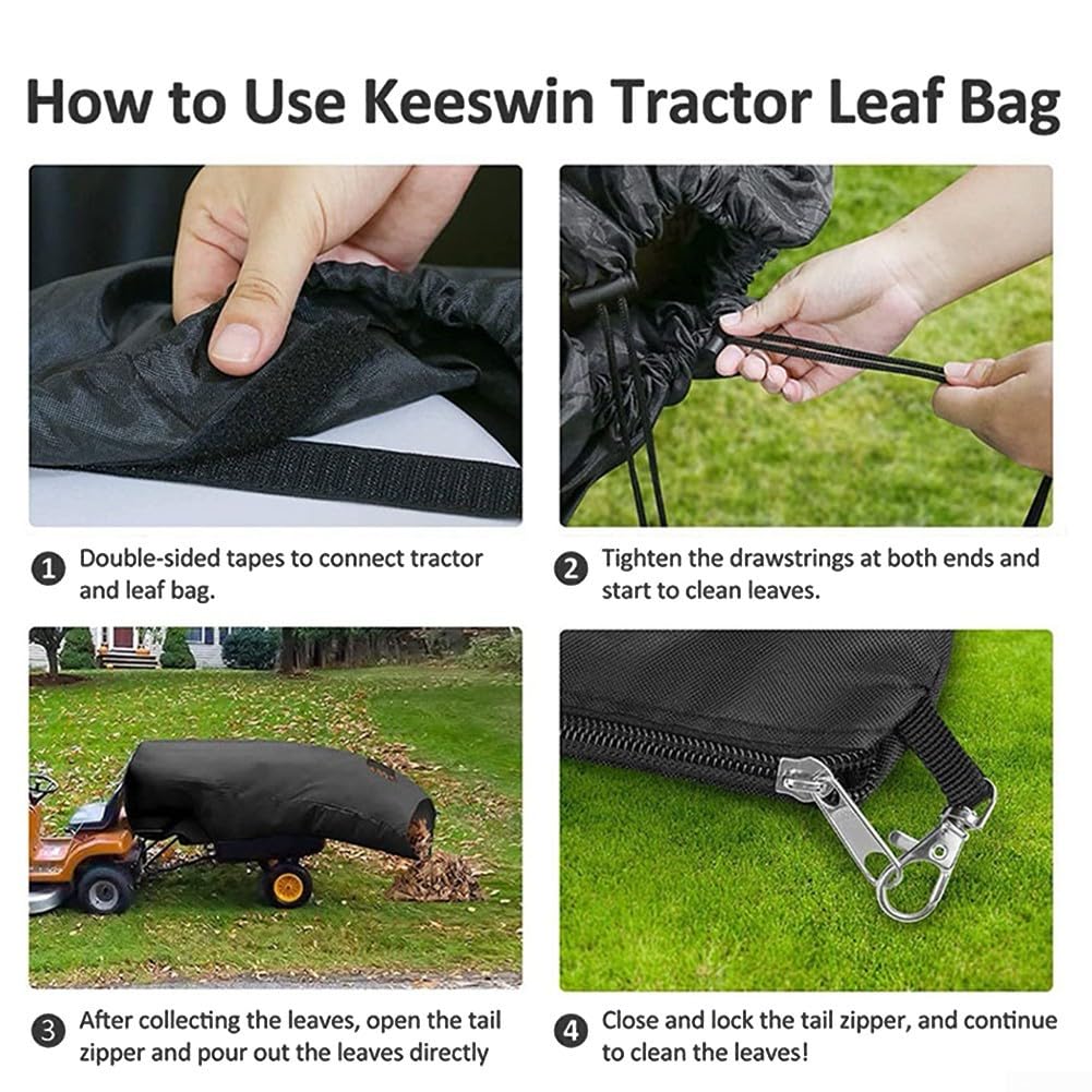 Rasentraktor Grasfangtasche Blatt, für Reitrasenmäher, verschleißfeste große Kapazität Laubsäcke für schnelle Gartenrasenlaubreinigung (199,9 x 129,8 cm)