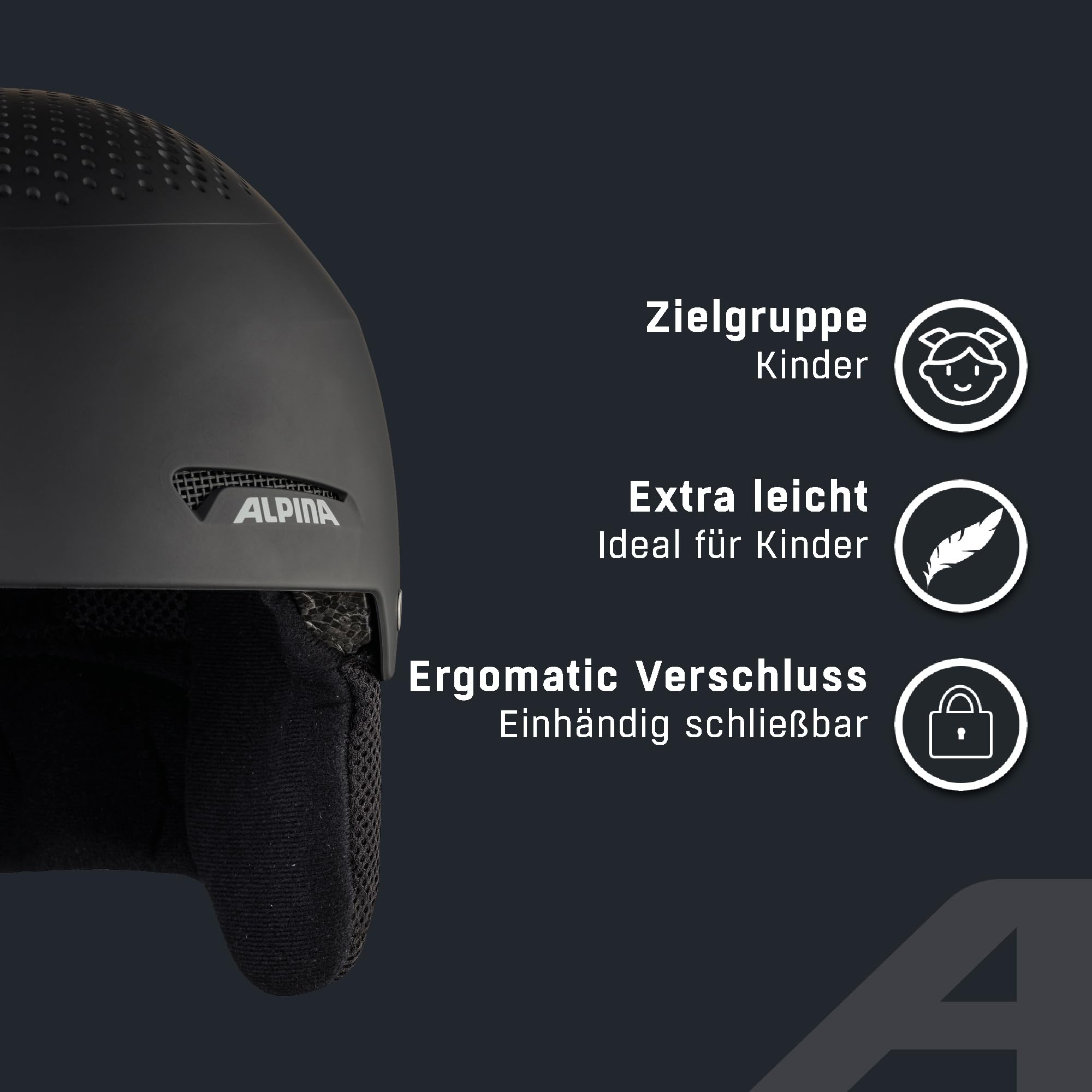 ALPINA Zupo - Stylischer und sicher Kinder-Hartschalenhelm mit abnehmbaren Ohrenpolstern, innovativem Belüftungssystem, optimale Stoßdämpfung