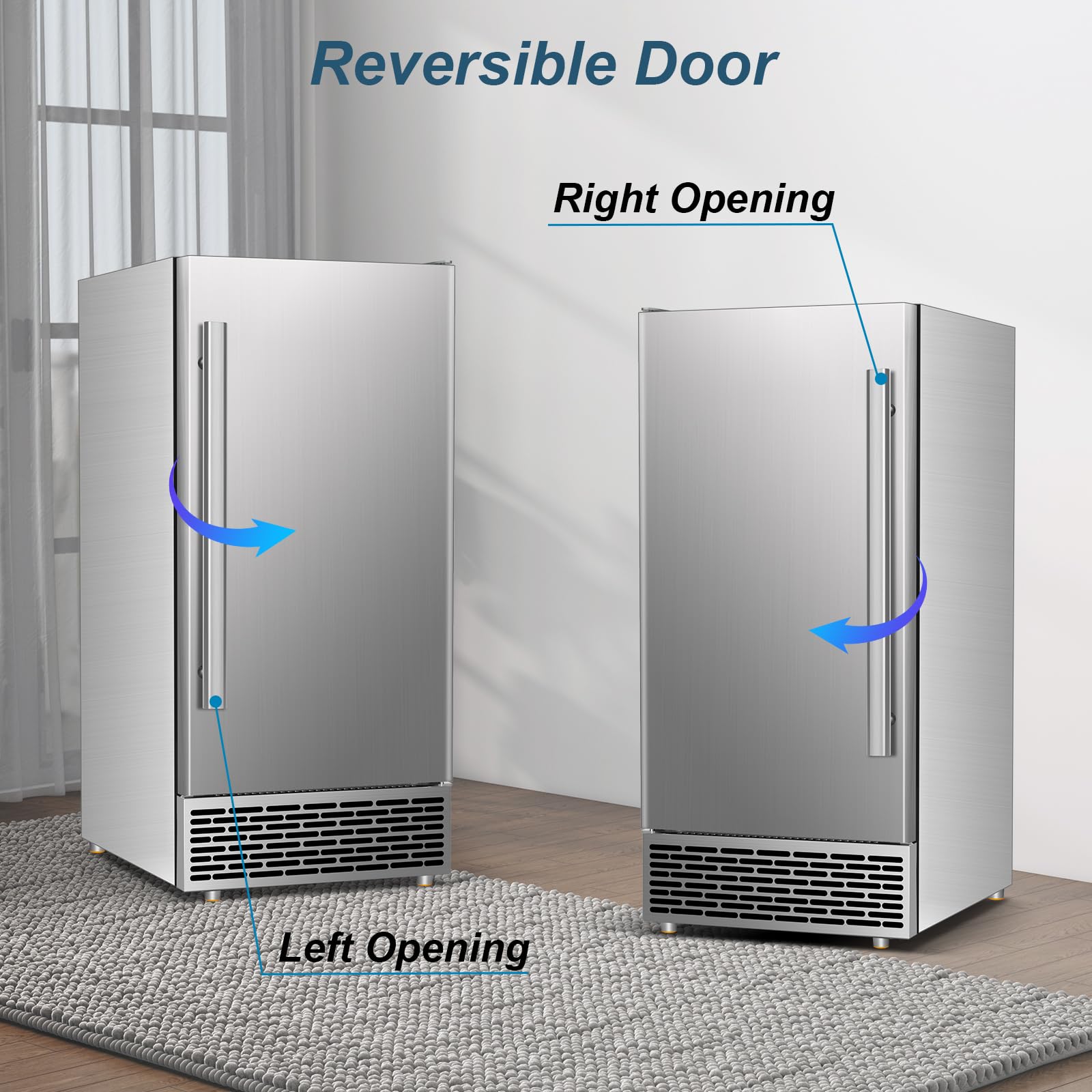 Commercial Ice Maker Machine 120 Lbs/24h, 60 Lbs Cold Preservation Bin For 4-6 H, Freestanding Undercounter Ice Maker Stainless Steel, 40 Ice Trays Built-In Ice Machine For Restaurant Bar Kitchen Café on Fridge.com - View 6