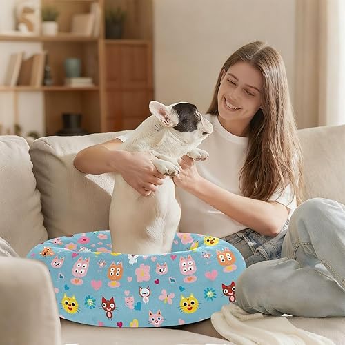 Miniatura 6 de KLL Simple Cartoon Cats Warm & Soft Pet Cat Bed fluffier Cat Cave Bed for Small Size Pets Sleeping cama elevada para Perros Grandes