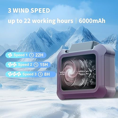 Miniatura 2 de Ventilador de cintura portátil con luz LED SOS, ventilador personal recargable de 22 horas, tiempo de funcionamiento ultra largo, pequeños