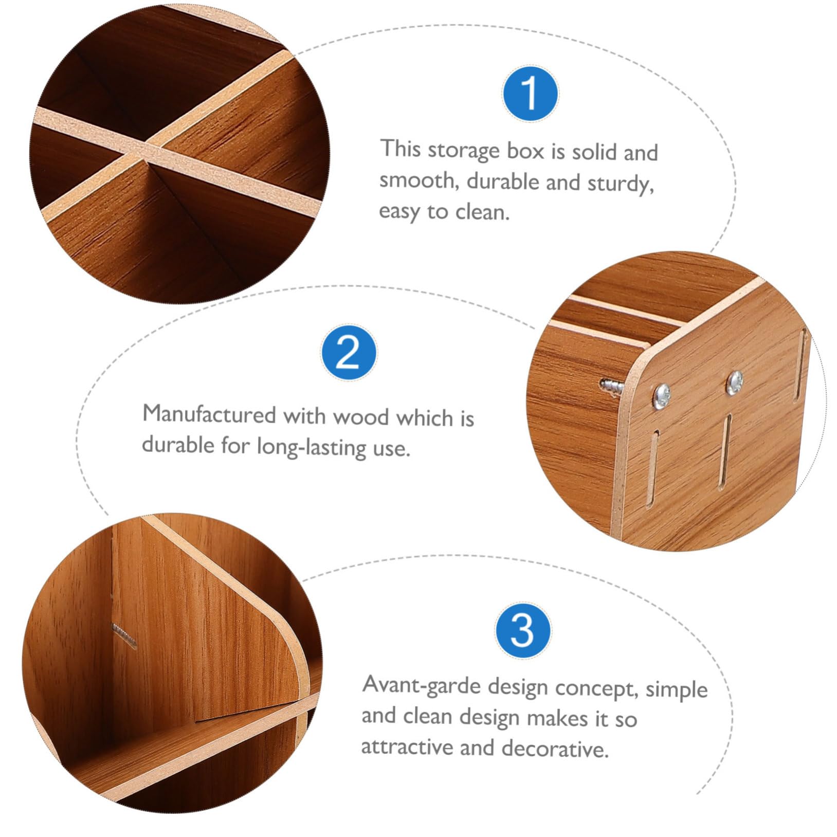 Boîte à Stylos Pratique en Bois, Organiseur de Bureau à Compartiments
