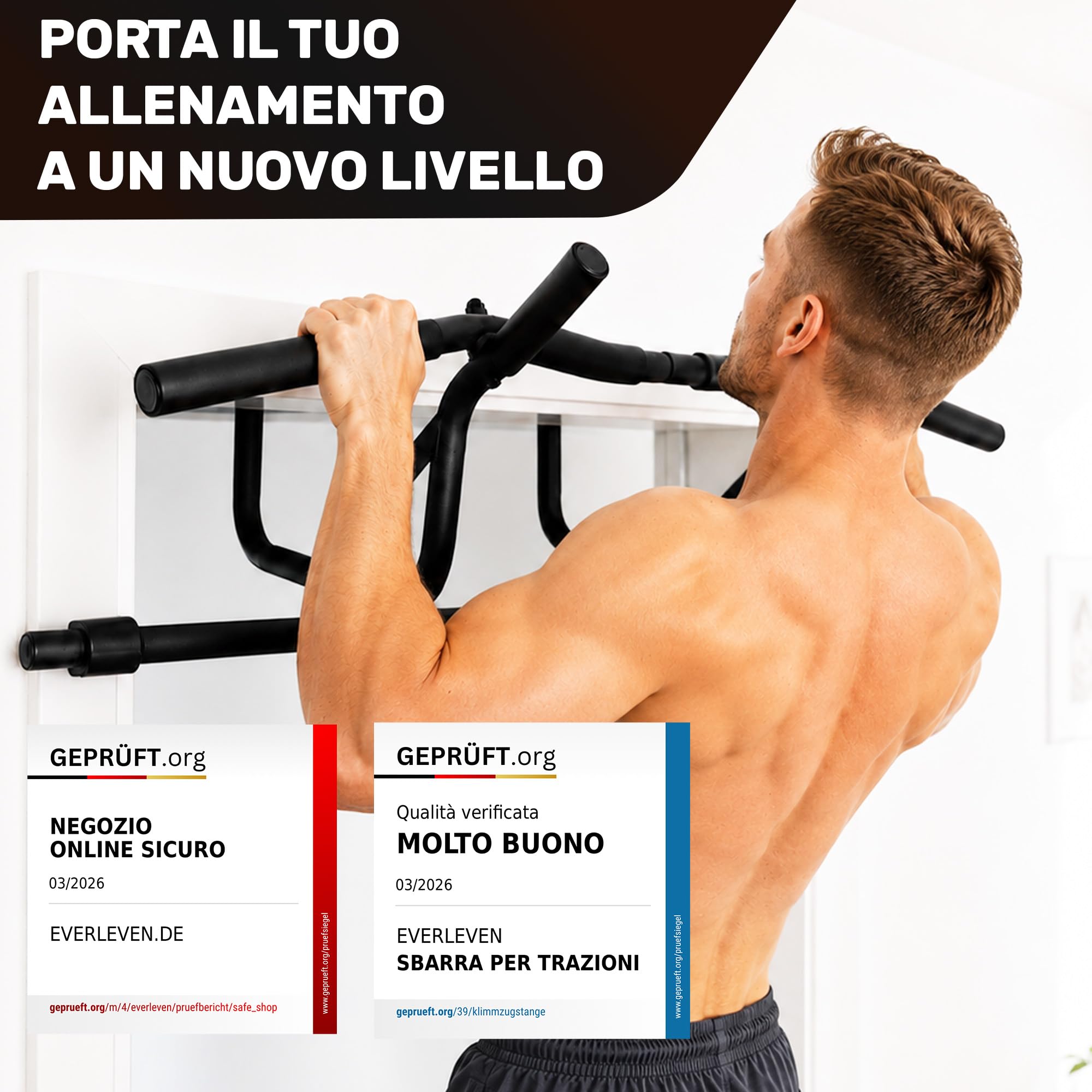 [NUOVO] Barra per trazioni telaio porta senza viti Fitness Barra I Pull per trazioni porta [7-22 cm] Pull Up Bar allenamento [design protetto]