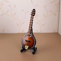 Vista 4 de Modelo de mandolina de madera en miniatura, mini mandolina de madera, accesorios para casa de muñecas, instrumentos musicales, pequeños adornos