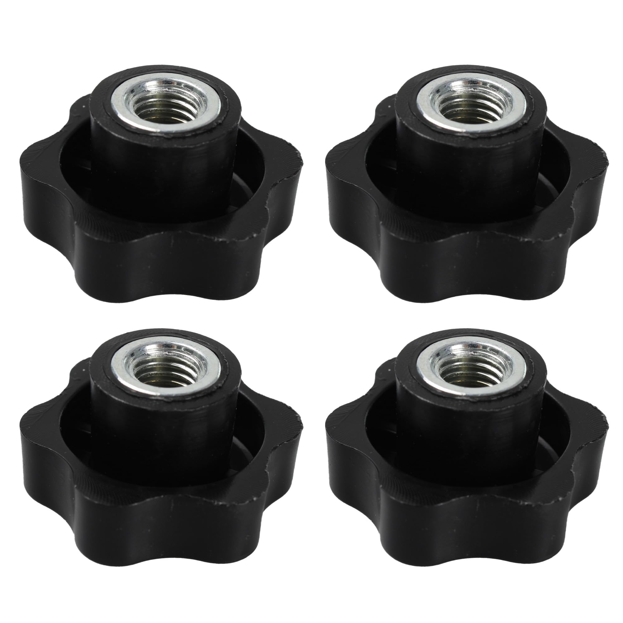 esahpss 4Pack 6 Star Knobs, Nylon Threaded Hexagon Head Thru Knob,Durable Clamping Knobs for DIY Projects/Workshop Enthusiasts, Black M12 x 48mm