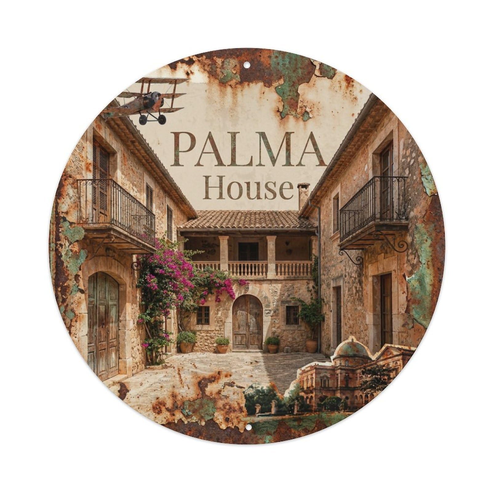 Tgrcjimh Style Metal Tin Sign Vintage Travel Palma Spain Villa
