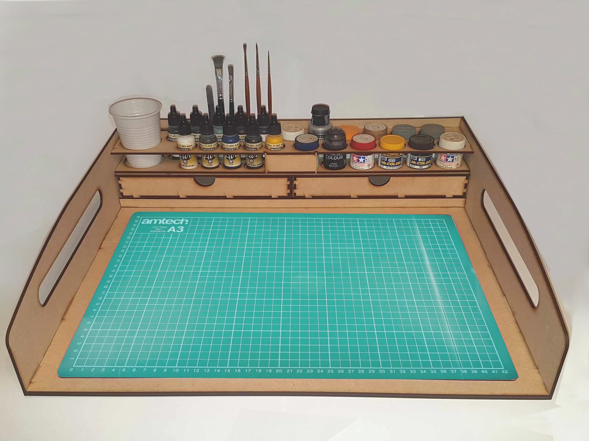 Modeller's Workstation Fits A3 Cutting Mat, Holds AK, Army Painter Tamyia
