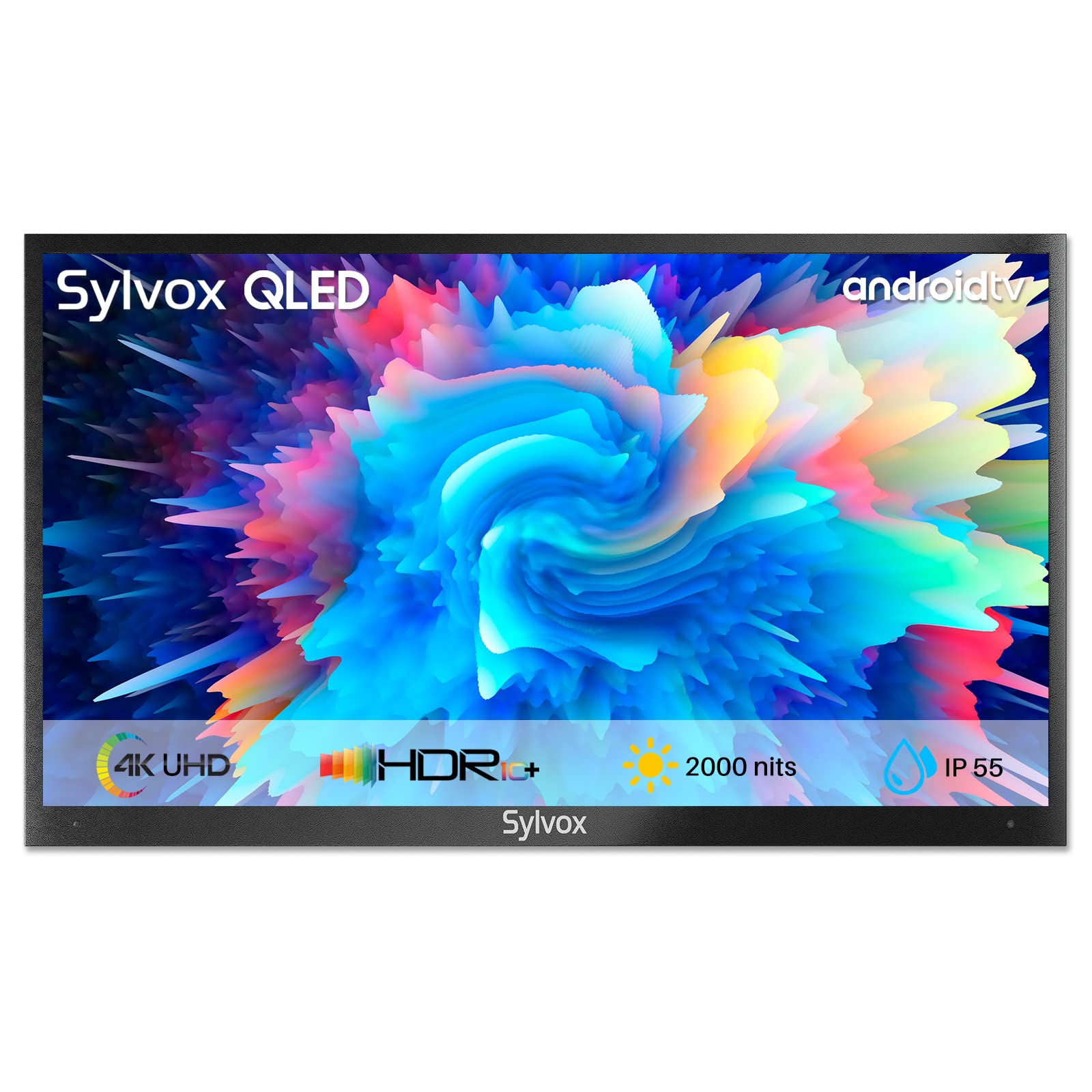 SYLVOX Outdoor TV, 4K QLED Outdoor TV 65 inch 2000 Nits Full Sun, Outdoor Smart Television with Voice Control & Chromecast Built-in, IP55 Weatherproof TV for Outside (Pool Pro QLED Series)