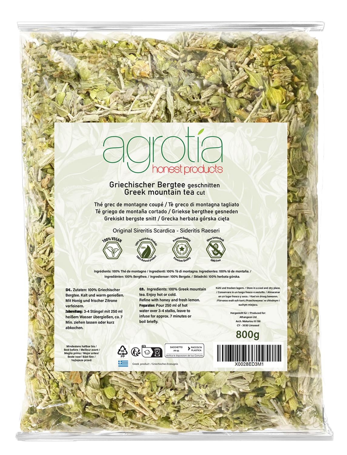 Agrotia | Té Griego de Montaña 800 g, Cortado
