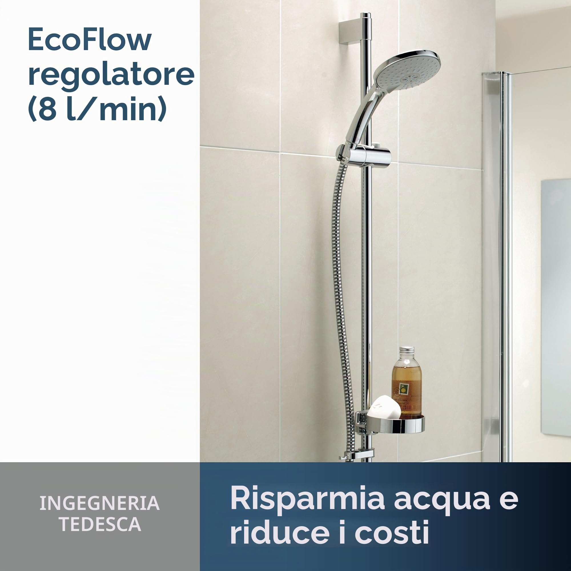 Ideal Standard Idealrain Doccia Multifunzione Soffione Doccia a Risparmio Idrico 3 Tipi Getto Cromato Ø 10 cm