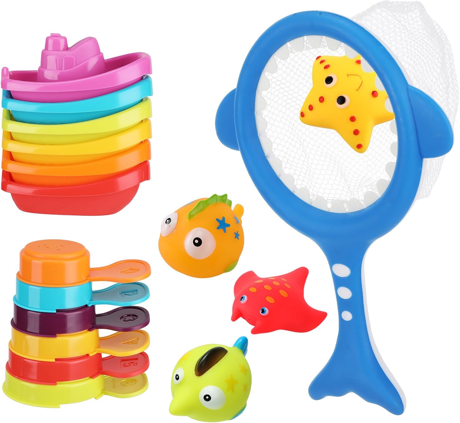17Pcs Small Water Table Toys for Toddlers 1-3, Super Easy to Clean | Baby Bath Toys, Water Table Accessories with Floating Boat & Spoon, for Kids Swimming Pool Tactile Training Educational Gifts