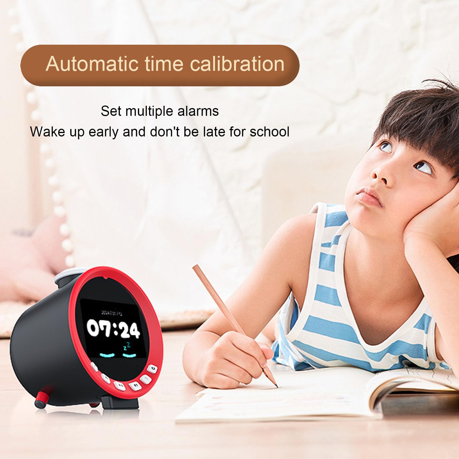 Cocoarm Reloj despertador inteligente gestor de tiempo AI activado por voz digital con función educativa temprana y batería 1500mAh para estudiantes organizador de planificación de estudio