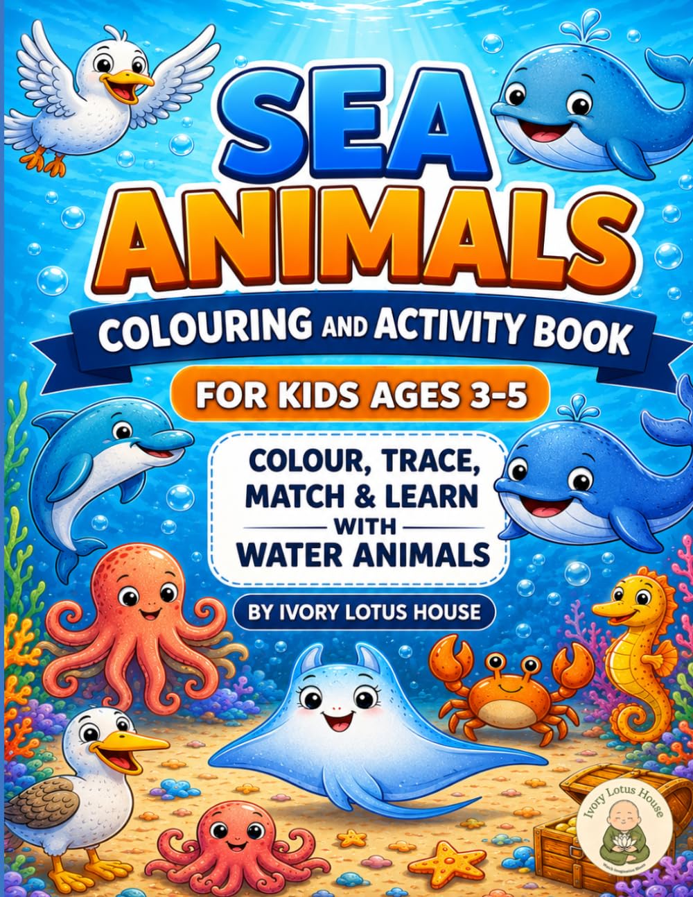 Sea Animals Coloring and Activity Book: for Kids Ages 3–5 | Colour, Trace, Match, & Learn with Water animals