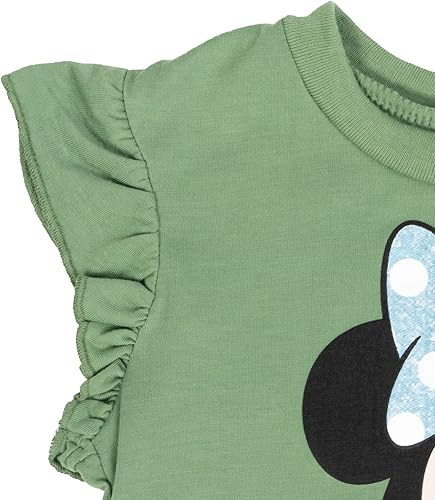 Miniatura 6 de Disney Minnie Mouse - Conjunto de camiseta floral arcoíris y pantalones cortos de cambray, tallas de bebé a niño grande (12 meses - 14-16)