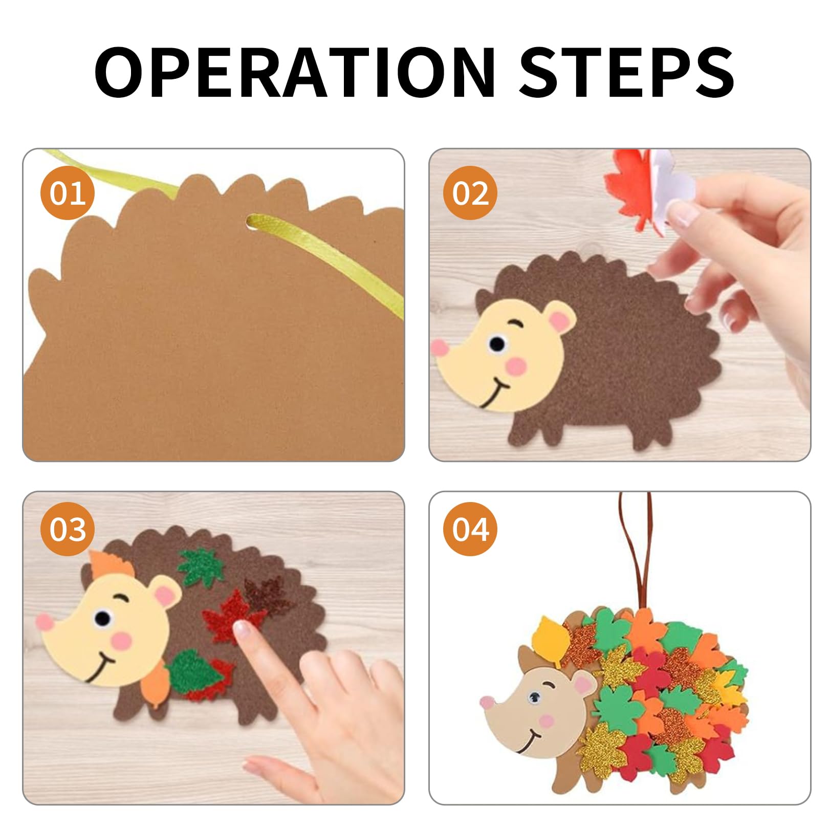 Pryon 8 Pack Autumn Crafts,DIY Arts and Craft Activities Set Leafy Hedgehog Making Kit Activity Toys Foam Supplies Kits Hanging Forest Decorations,for Craft Painting Winter Christmas Party - Image 4