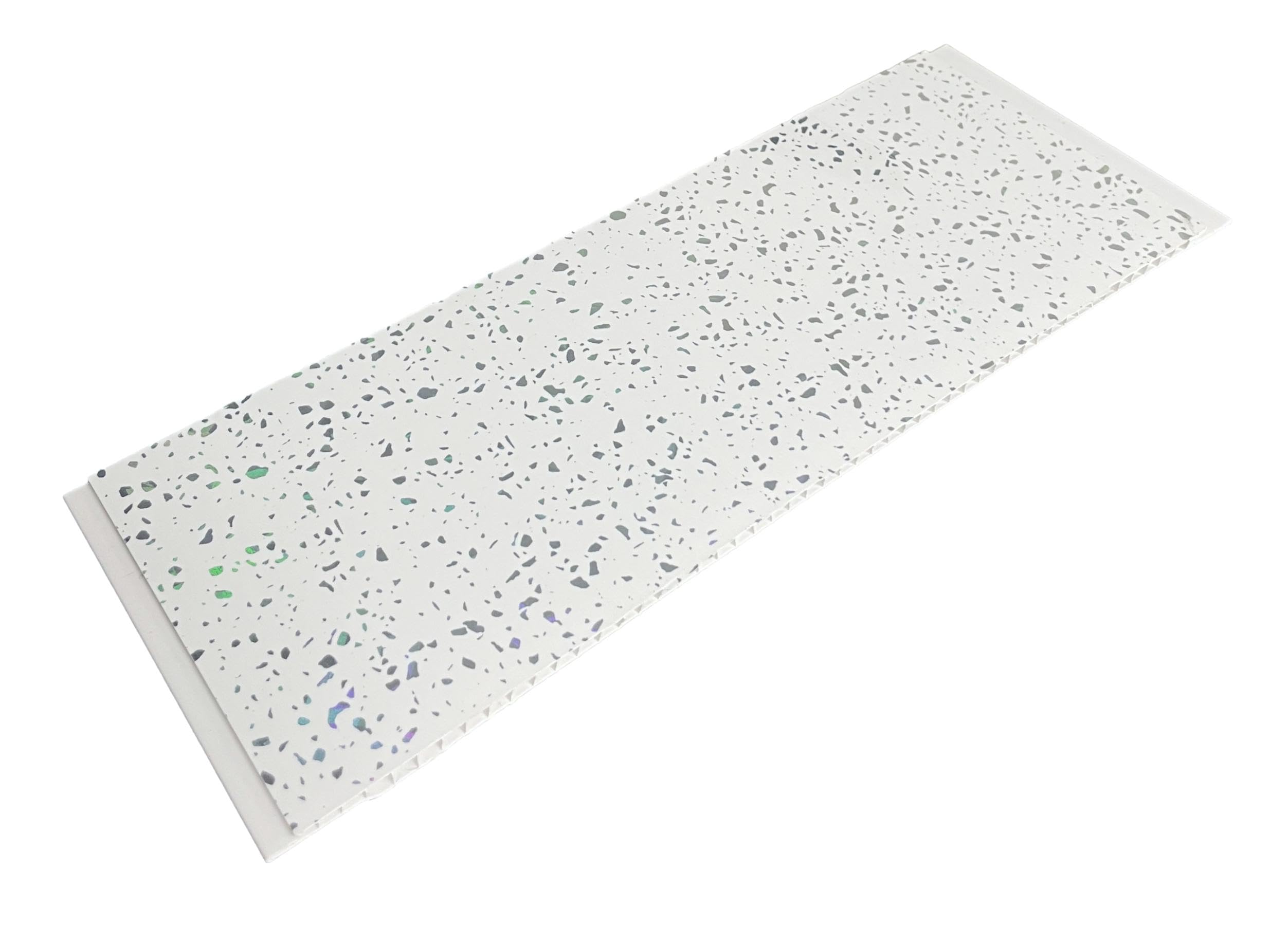 DBS White Sparkle 8mm Sample Piece Bathroom Wall Panels PVC Wet Wall Cladding Sample