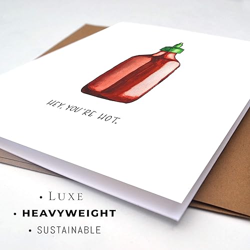 Miniatura 4 de Wunderkid Hey You're Hot Funny Valentine's Day Card, Love Birthday Card for Him Her Boyfriend Girlfriend (1 Single Card, Blank inside)