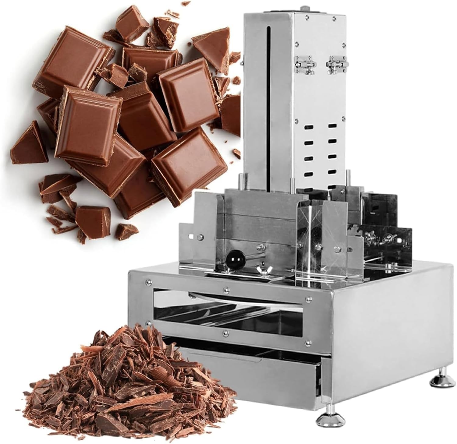 Chocolate Shavings Machine - Cake Crumb Scraper, 4 Shape Options, Adjustable Speed, Stainless Steel Body for Perfect Desserts & Baking - Professional Quality Kitchen Tool