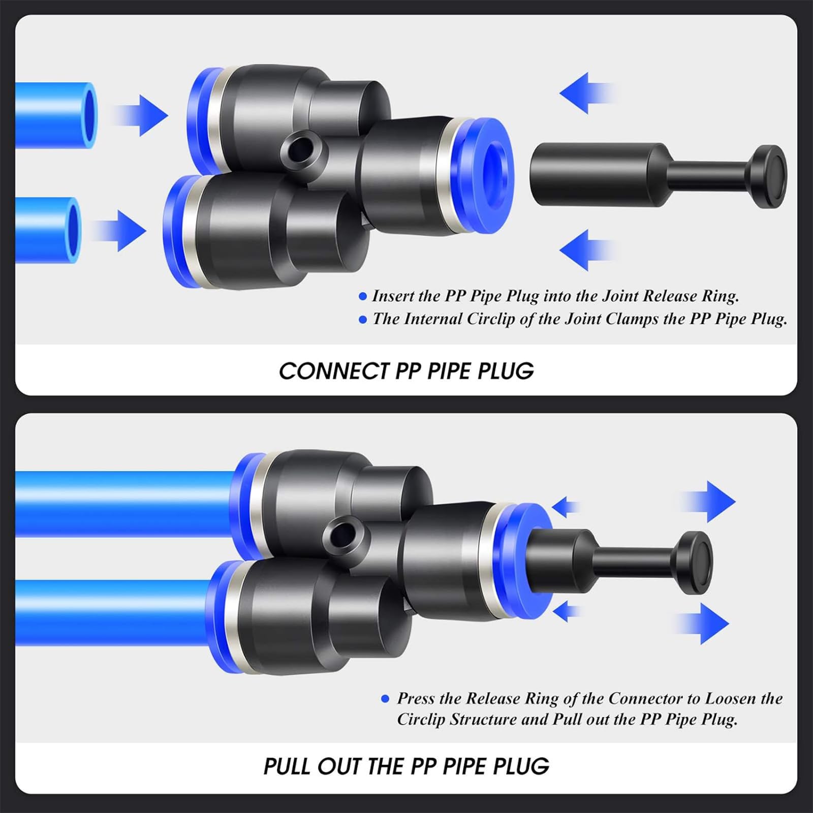 TAILONZ PNEUMATIC 6mm OD Push-to-Connect Fitting Plug Pbt Resin PP-6(Pack of 20), Black, 6MM OD (PP×20 ) - Image 4