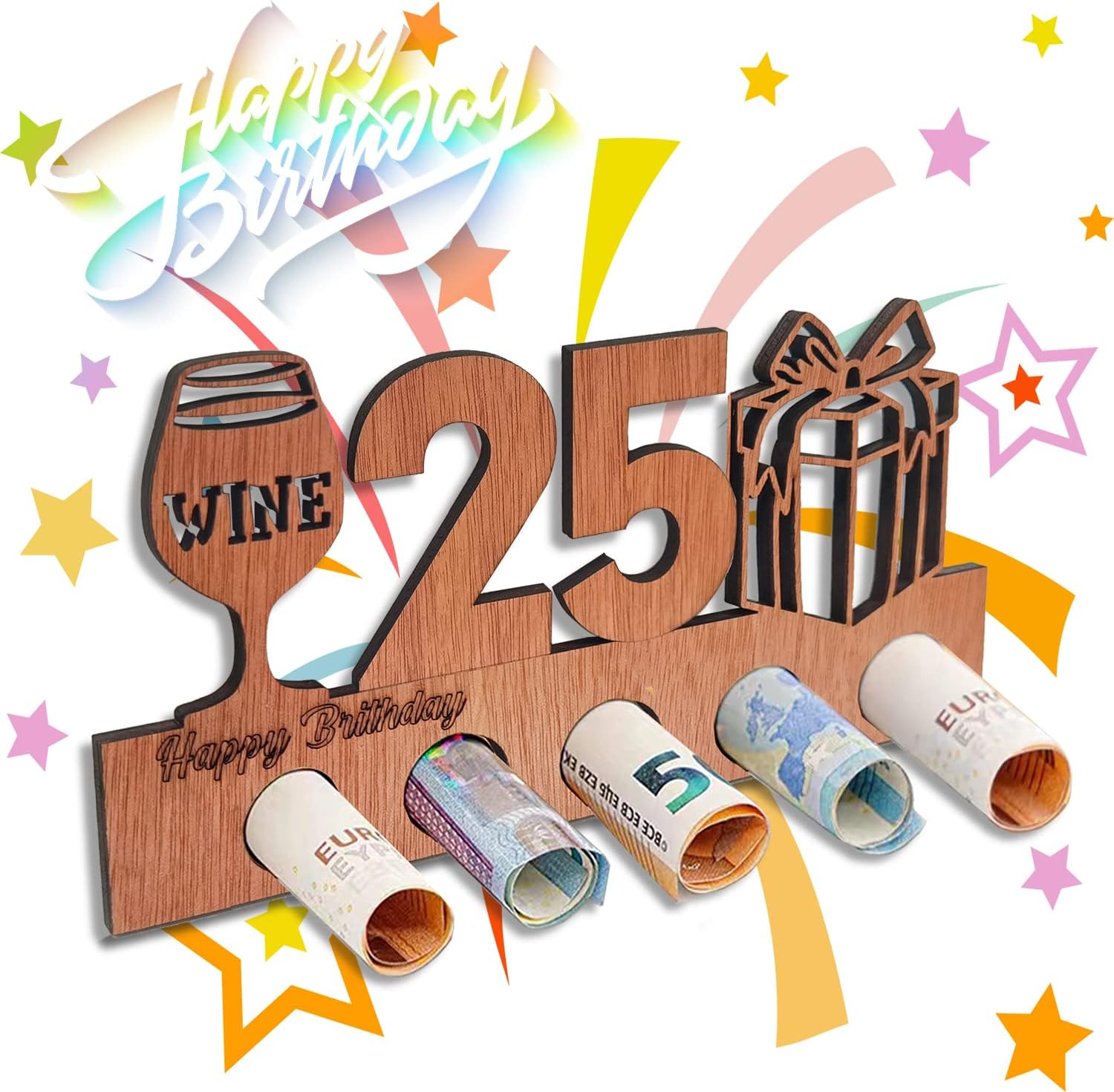 Amazon.de Geldgeschenk 25. Geburtstag,Geburtstag Geldgeschenk Holz,Geschenk zum 25 Geburtstag